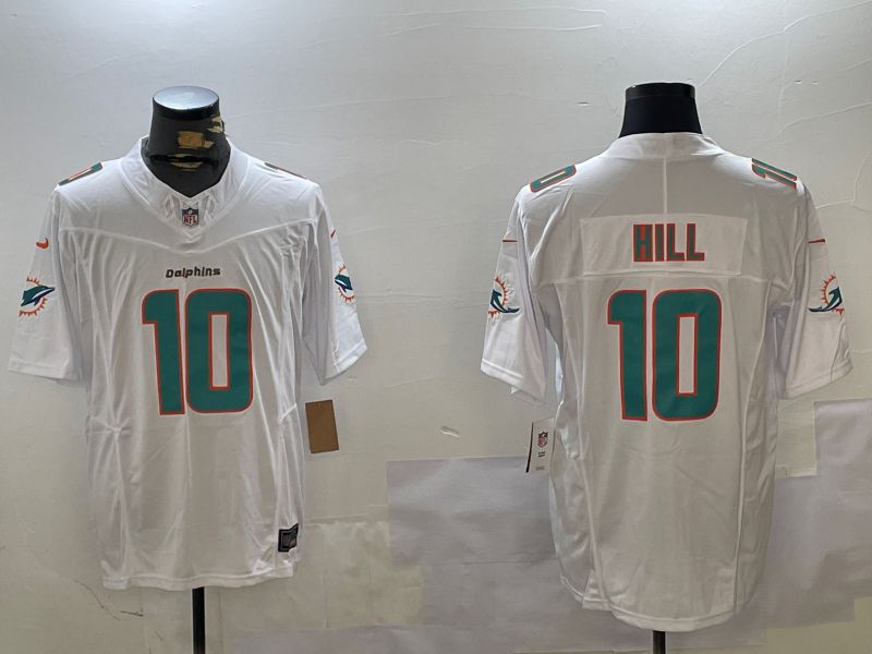 Men Miami Dolphins #10 Hill White Three generation 2024 Nike Limited NFL Jersey style 1->miami dolphins->NFL Jersey